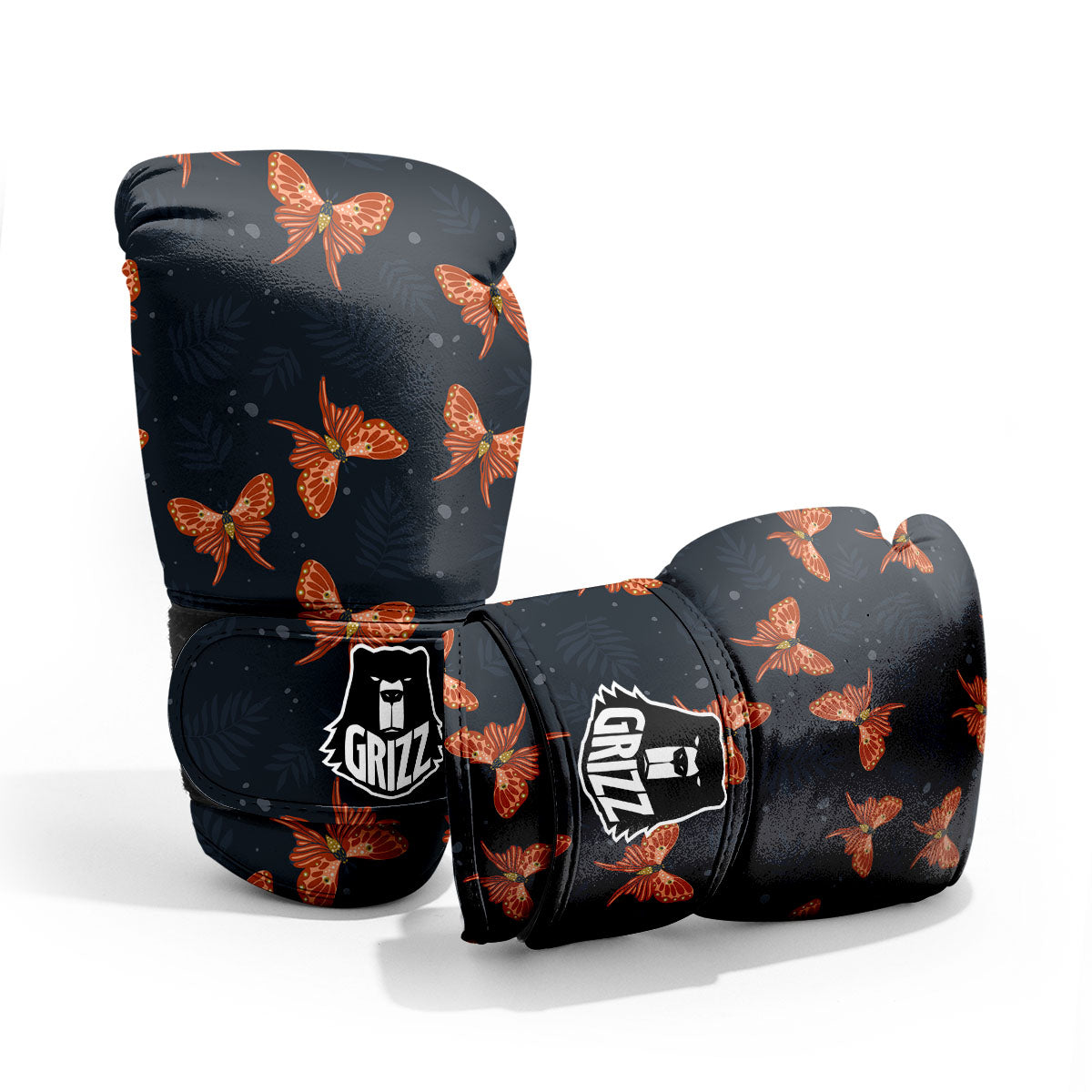 Orange Butterfly Monarch Print Pattern Pro Boxing Glove