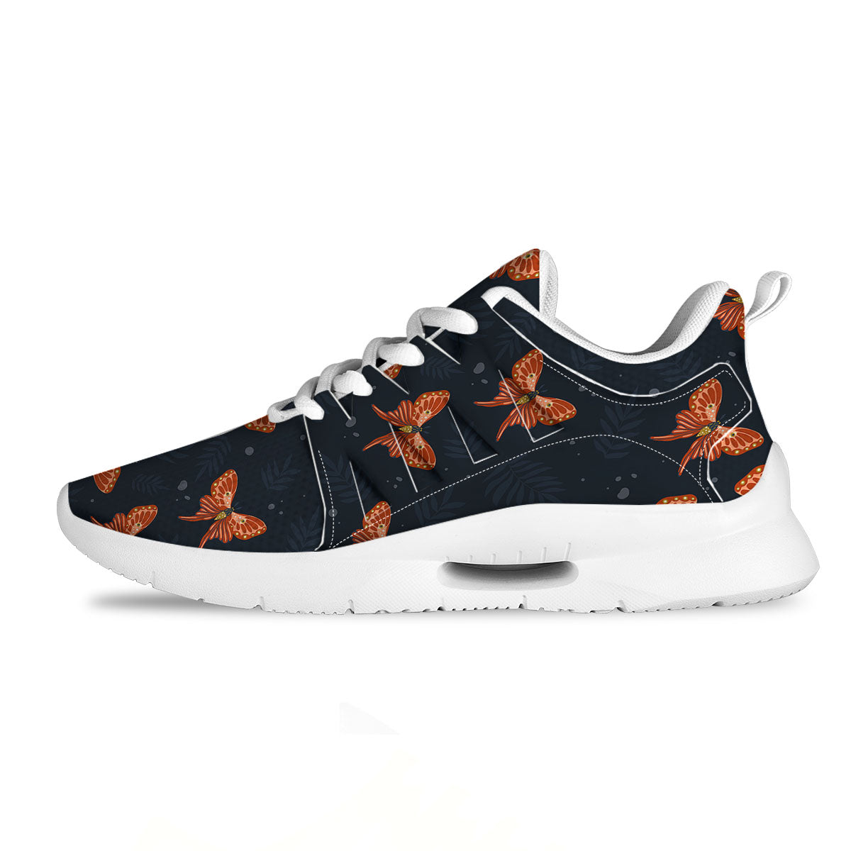Orange Butterfly Monarch Print Pattern Tennis Shoes-grizzshop