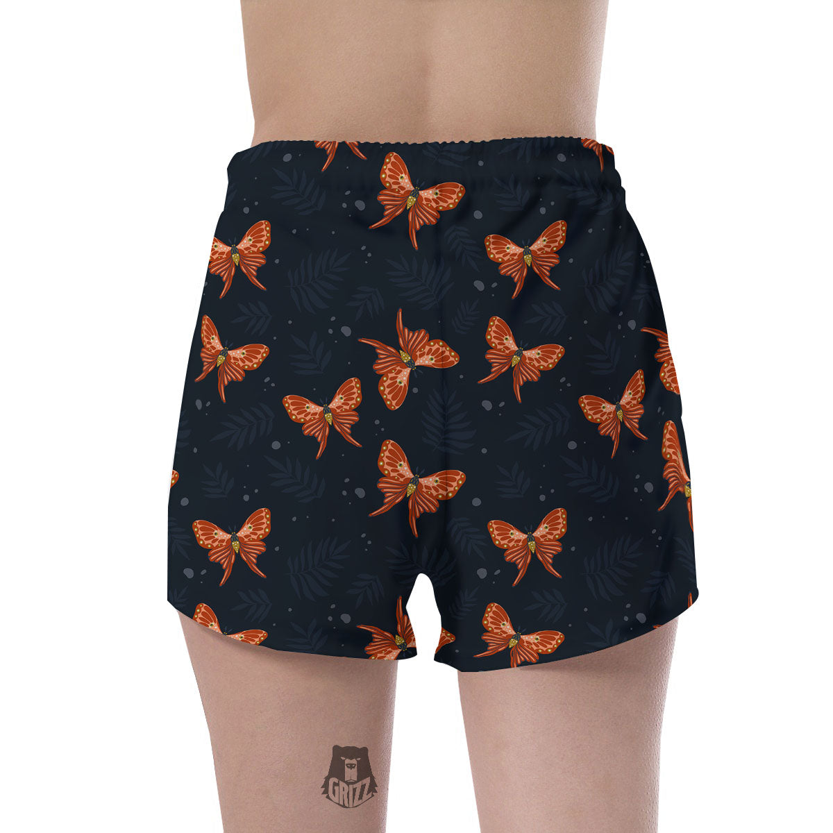Orange Butterfly Monarch Print Pattern Women's Shorts-grizzshop