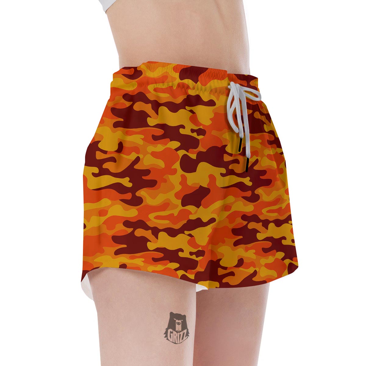 Orange Camo Print Women's Shorts-grizzshop