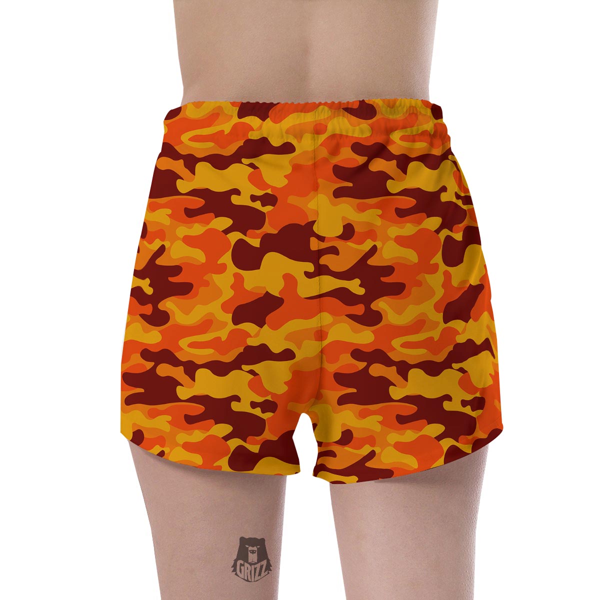 Orange Camo Print Women's Shorts-grizzshop