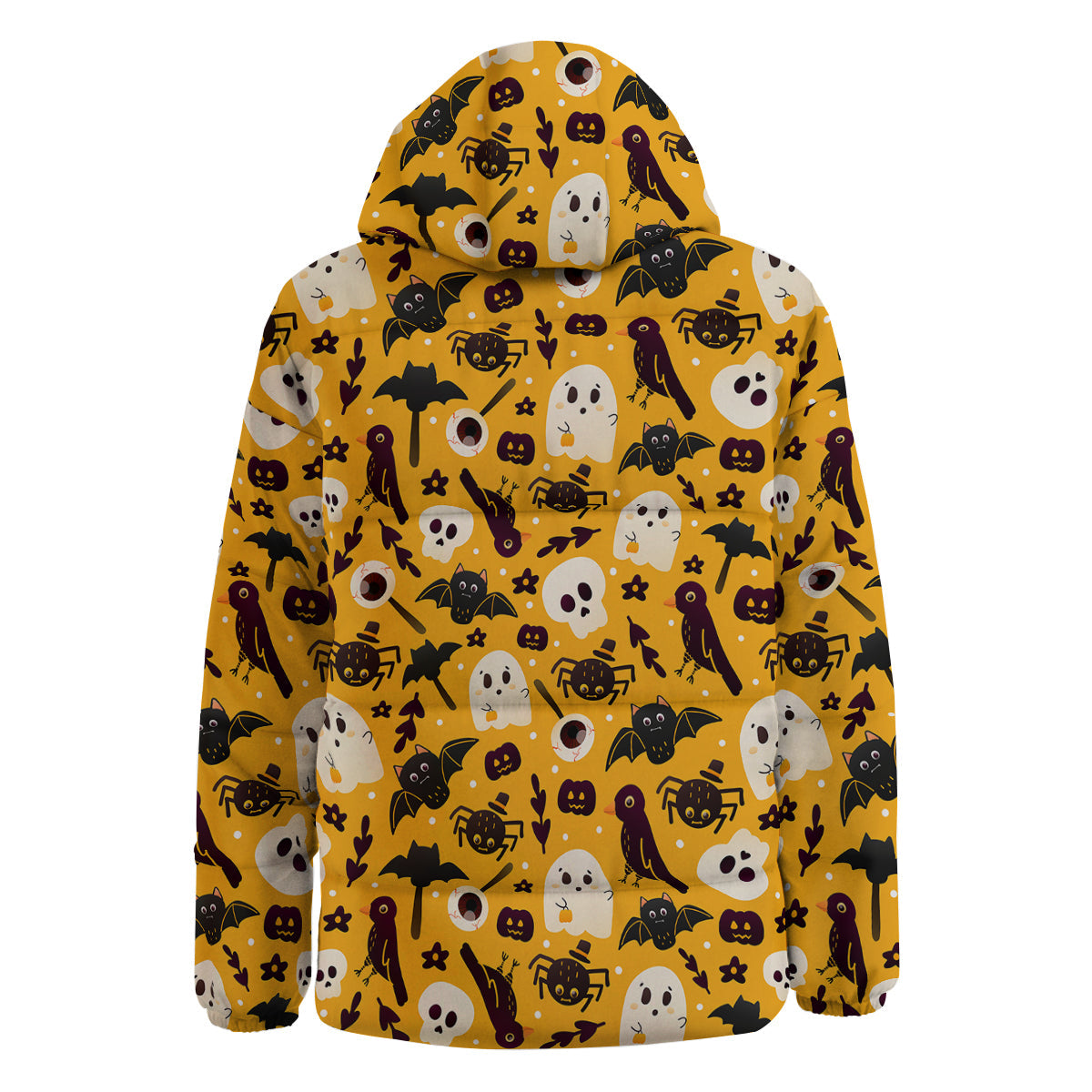 Orange Color Halloween Cute Print Pattern Down Jacket-grizzshop