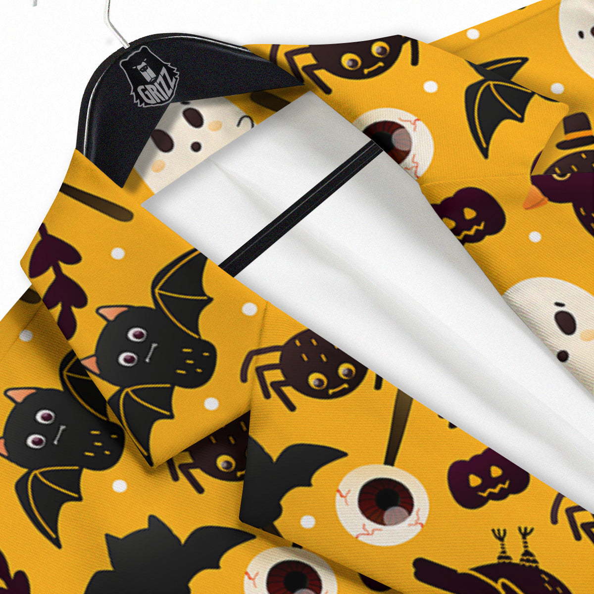 Orange Color Halloween Cute Print Pattern Men's Sport Coat-grizzshop