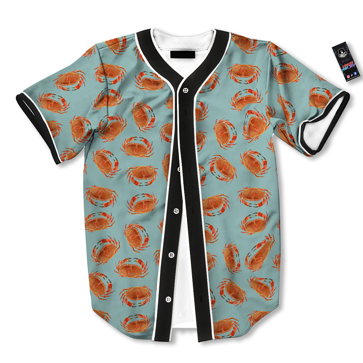 Orange Crab Print Pattern Baseball Jersey-grizzshop