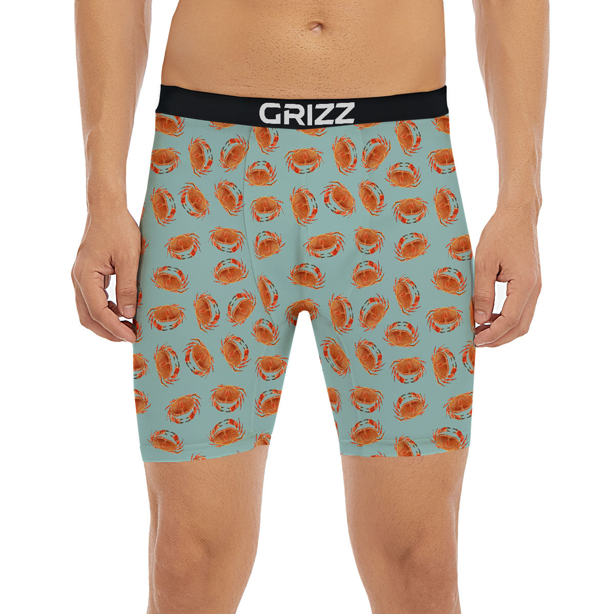 Orange Crab Print Pattern Boxer Briefs-grizzshop