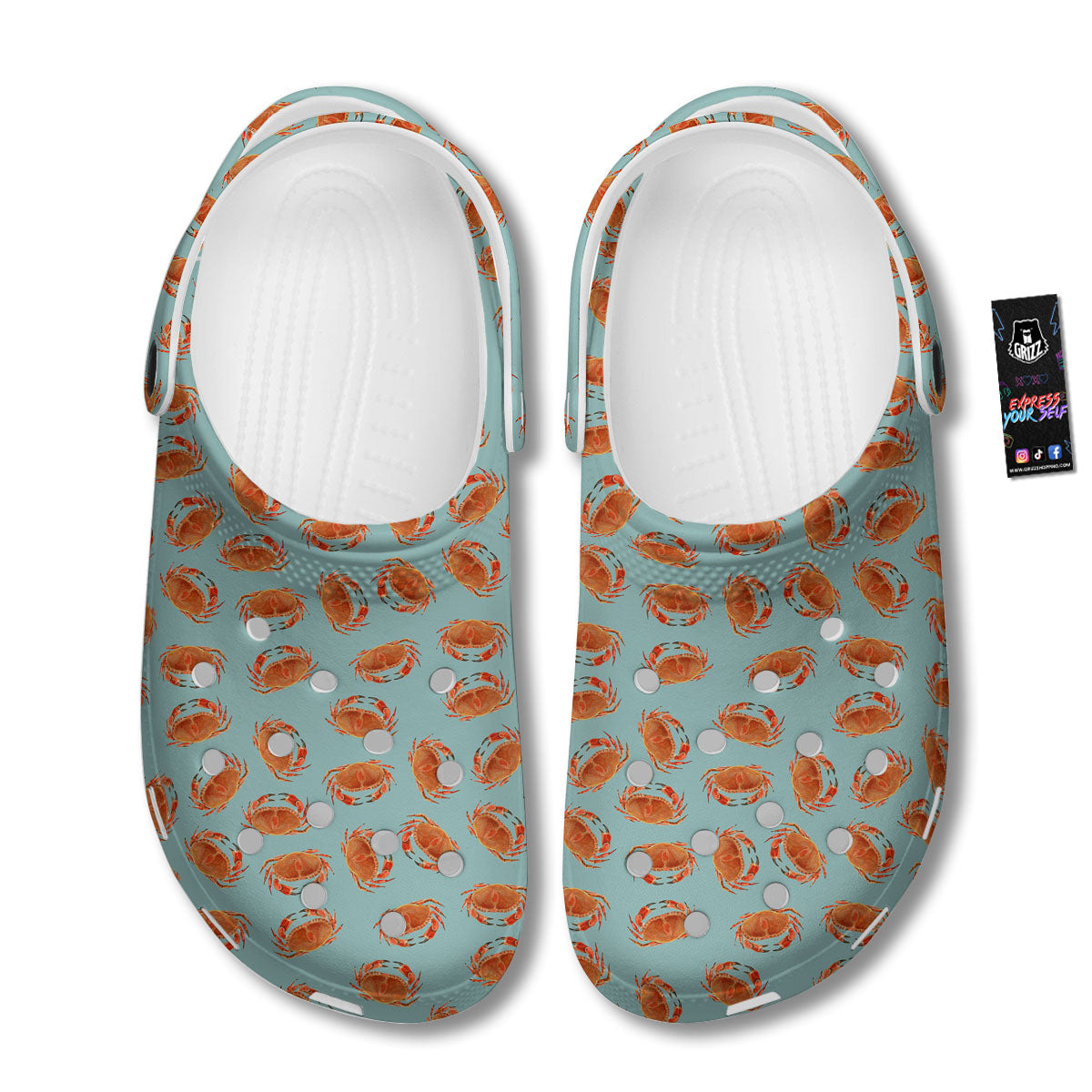 Orange Crab Print Pattern Clog-grizzshop