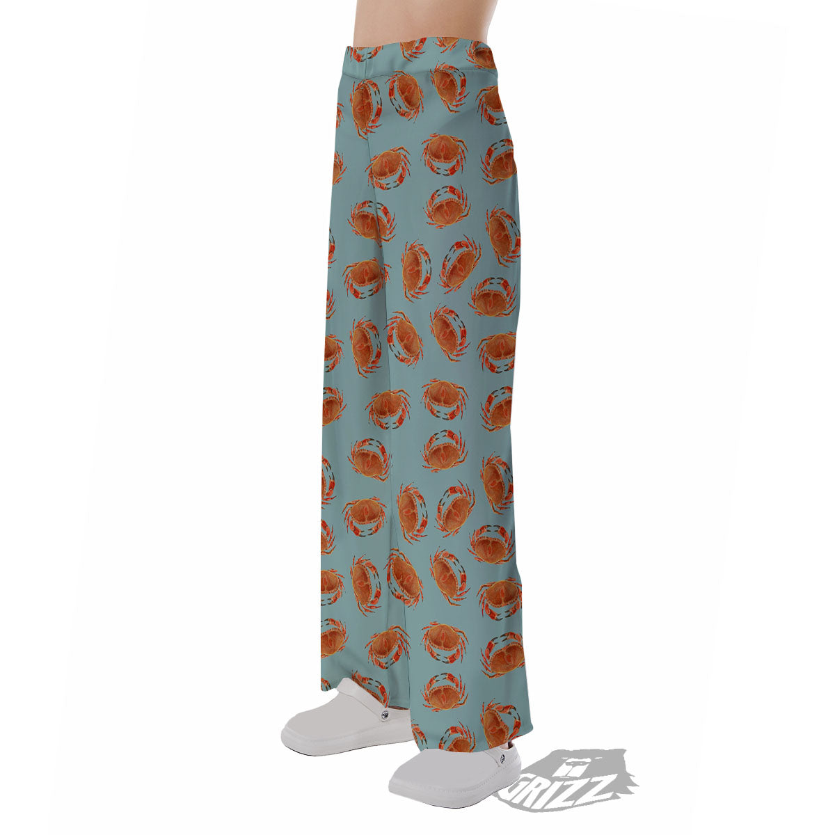 Orange Crab Print Pattern Pajama Pants-grizzshop