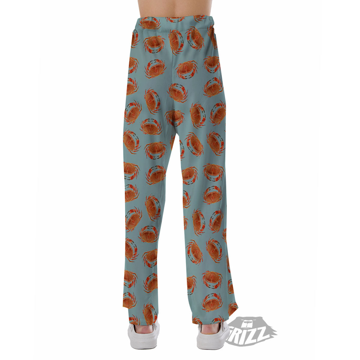Orange Crab Print Pattern Pajama Pants-grizzshop