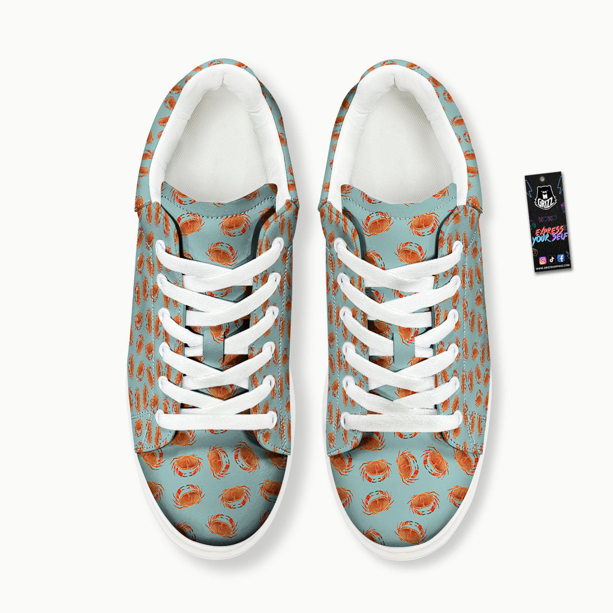 Orange Crab Print Pattern Platform Shoes-grizzshop