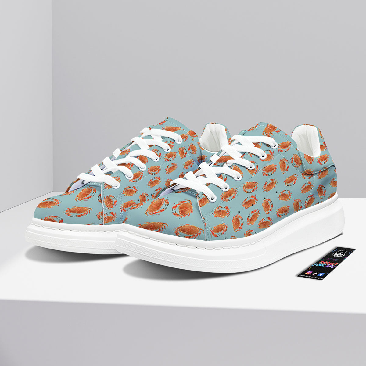 Orange Crab Print Pattern Platform Shoes-grizzshop
