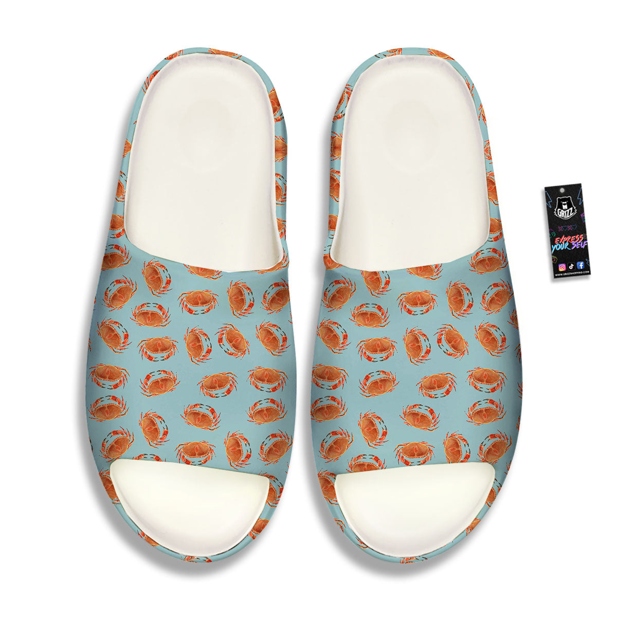 Orange Crab Print Pattern Sandals-grizzshop