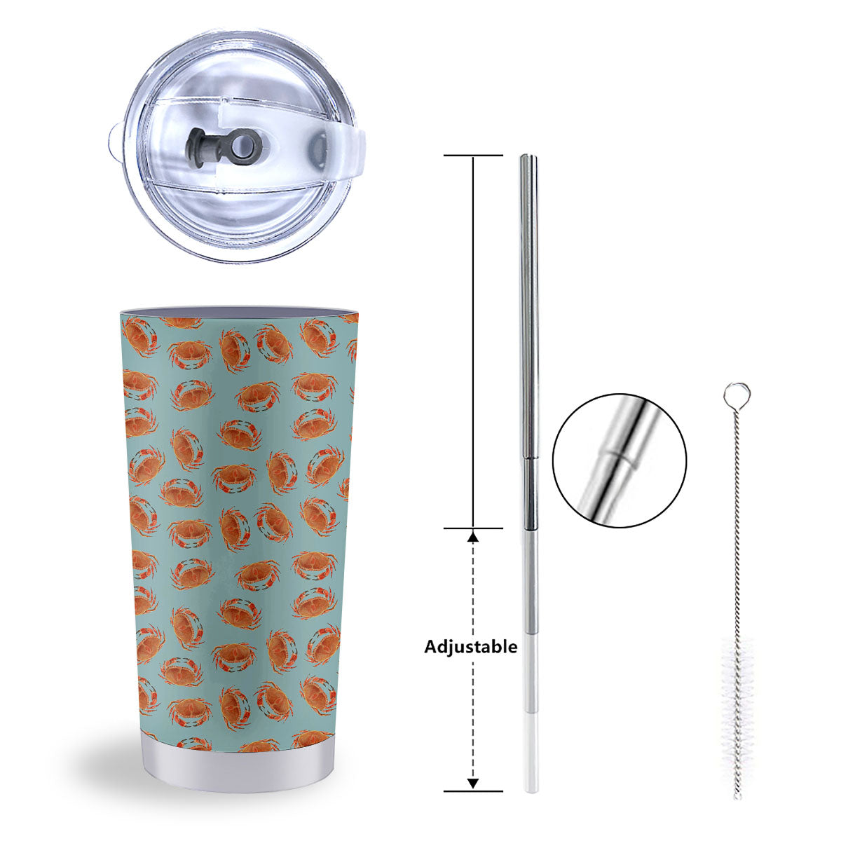 Orange Crab Print Pattern Tumbler-grizzshop