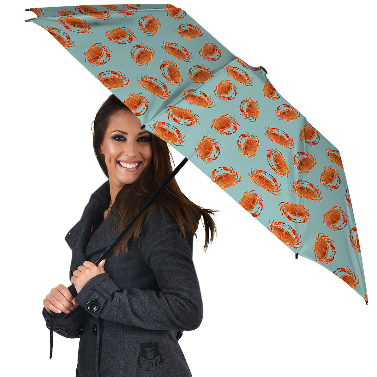 Orange Crab Print Pattern Umbrella-grizzshop