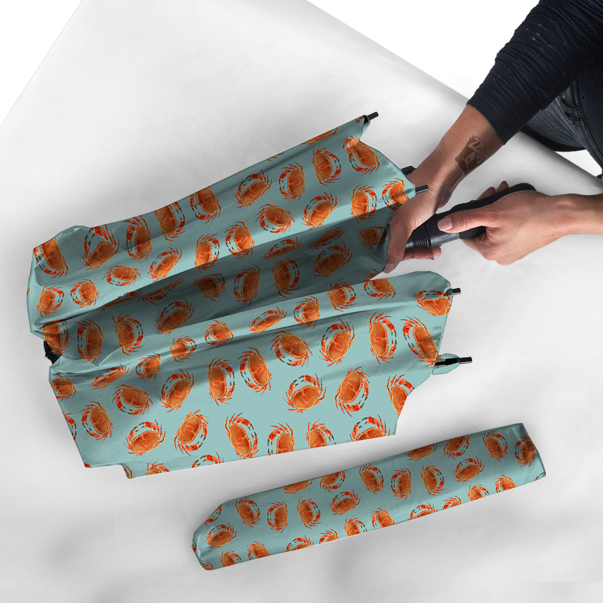 Orange Crab Print Pattern Umbrella-grizzshop