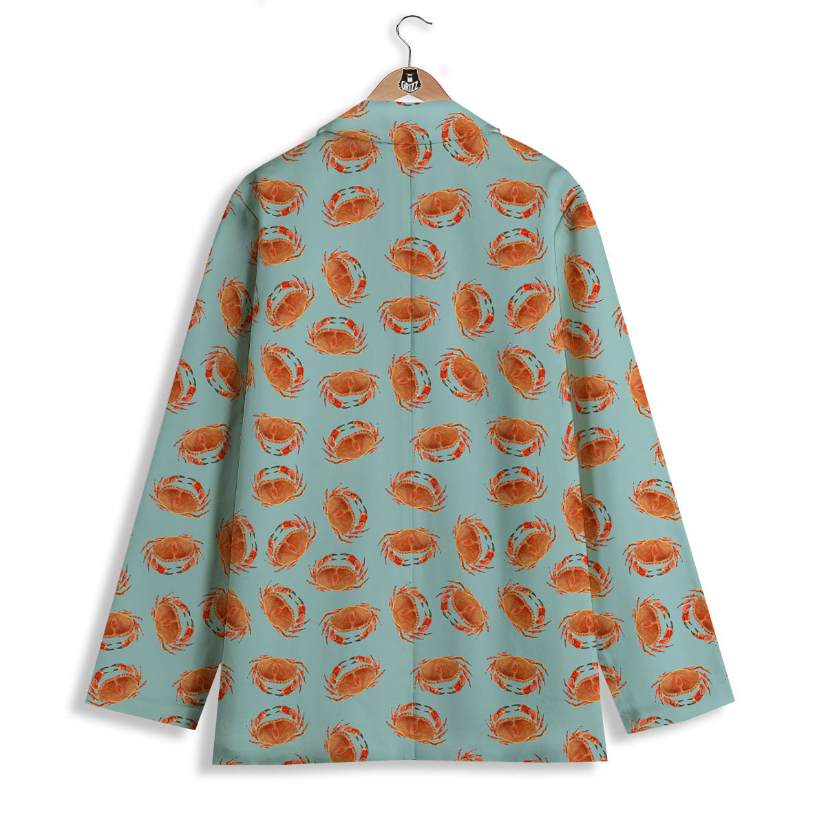 Orange Crab Print Pattern Women's Blazer-grizzshop