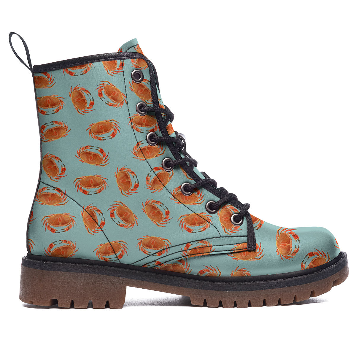 Orange Crab Print Pattern Work Boots-grizzshop