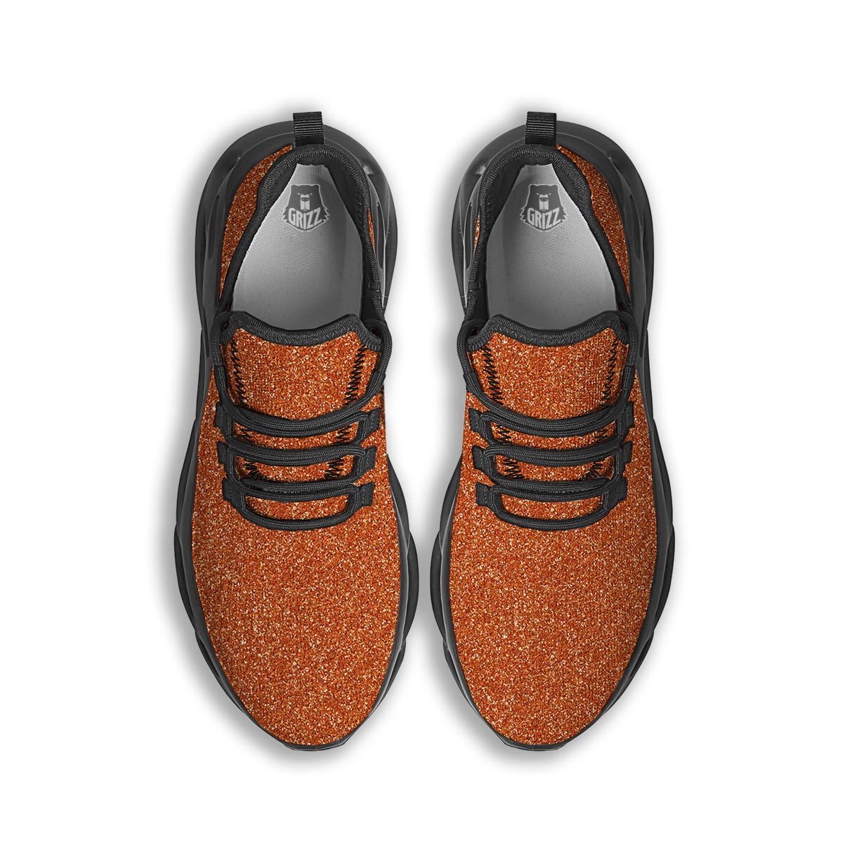 Orange Glitter Artwork Print Black Running Shoes-grizzshop