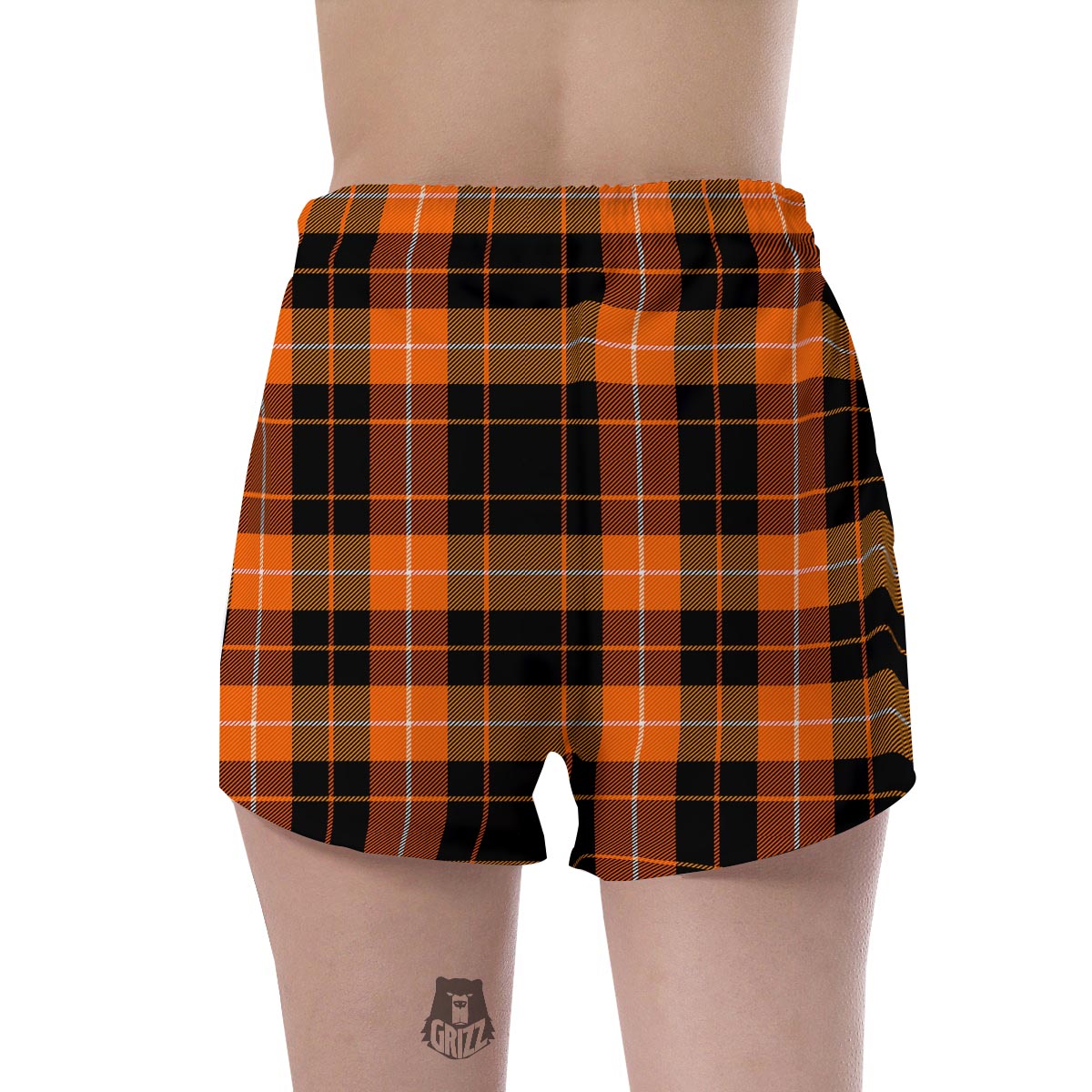 Orange Plaid Tartan Women's Shorts-grizzshop