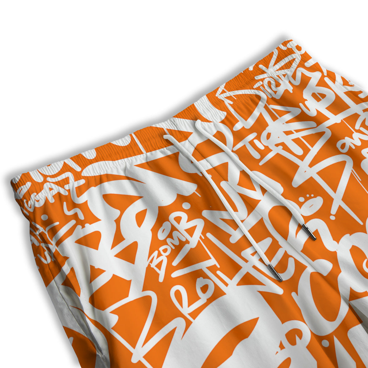 Orange Urban Graffiti Text Print Pattern Men's Athletic Shorts