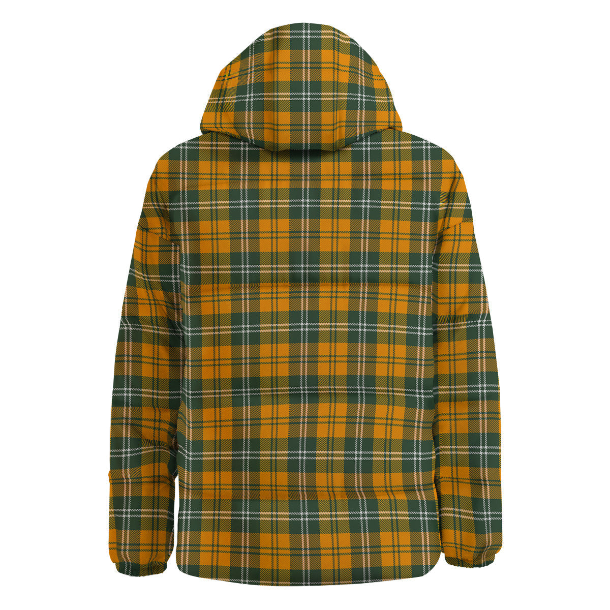 Orange White And Green Plaid Print Pattern Down Jacket-grizzshop