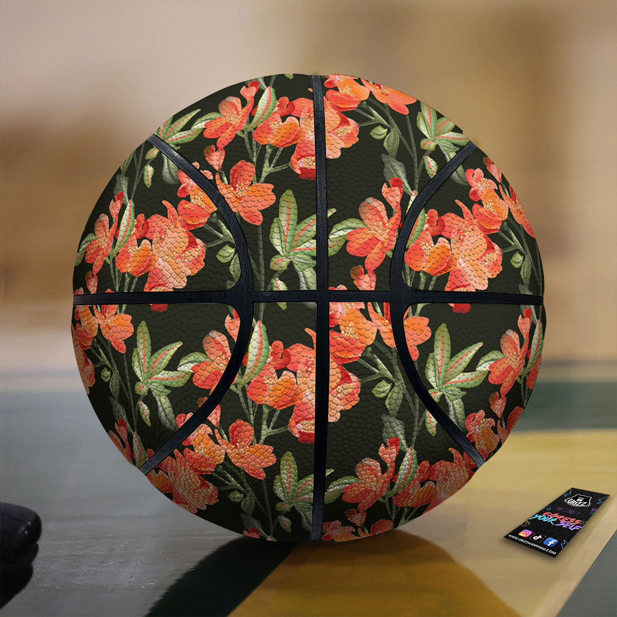 Orange Alstroemeria Print Pattern Basketball
