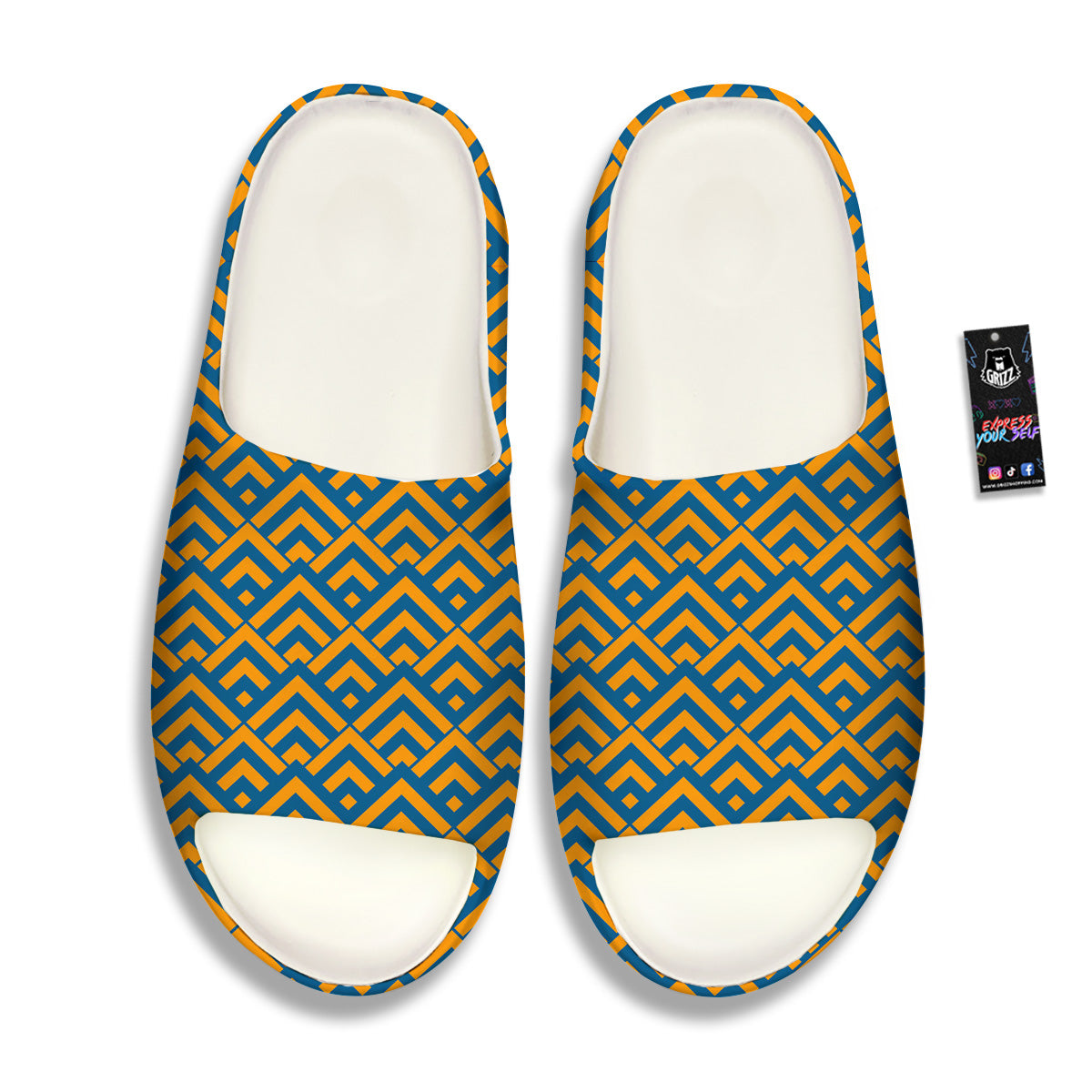 Orange And Blue Chevrons Print Pattern Sandals-grizzshop