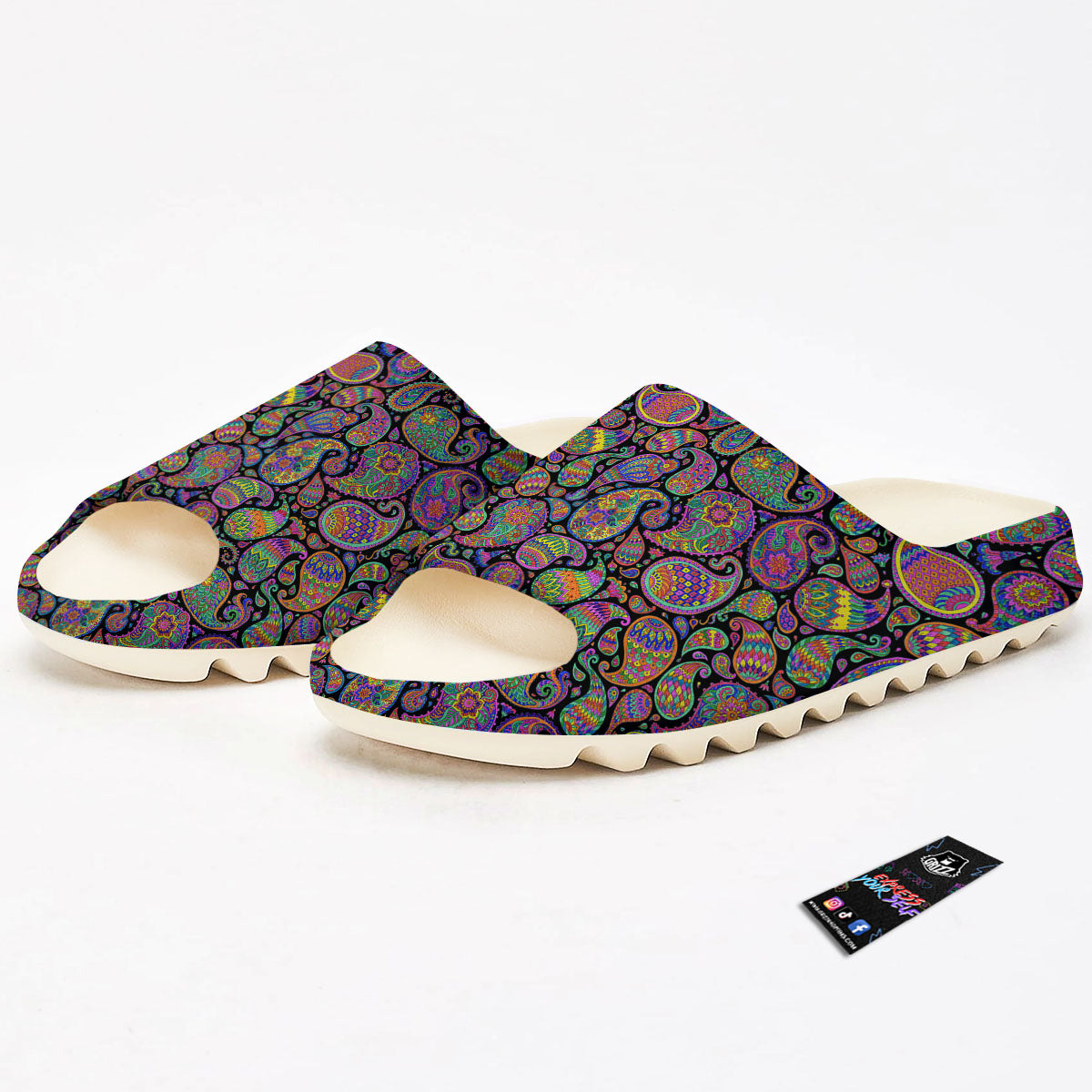 Orange Green And Pink Paisley Print Sandals-grizzshop