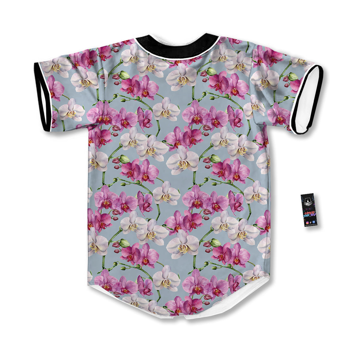 Orchid Cute Print Baseball Jersey-grizzshop
