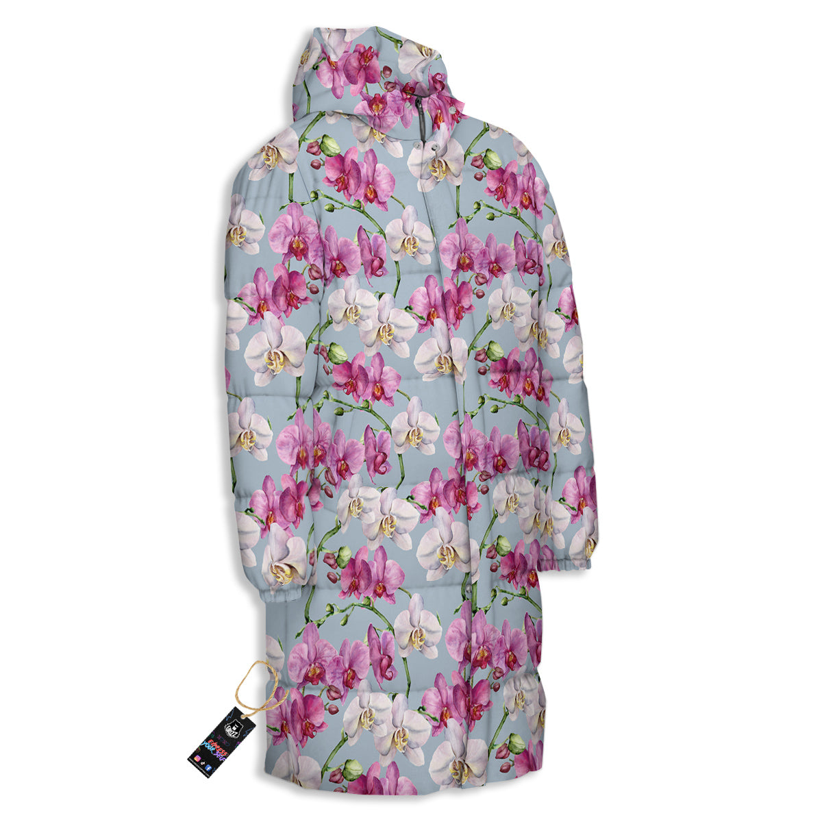 Orchid Cute Print Long Down Jacket-grizzshop