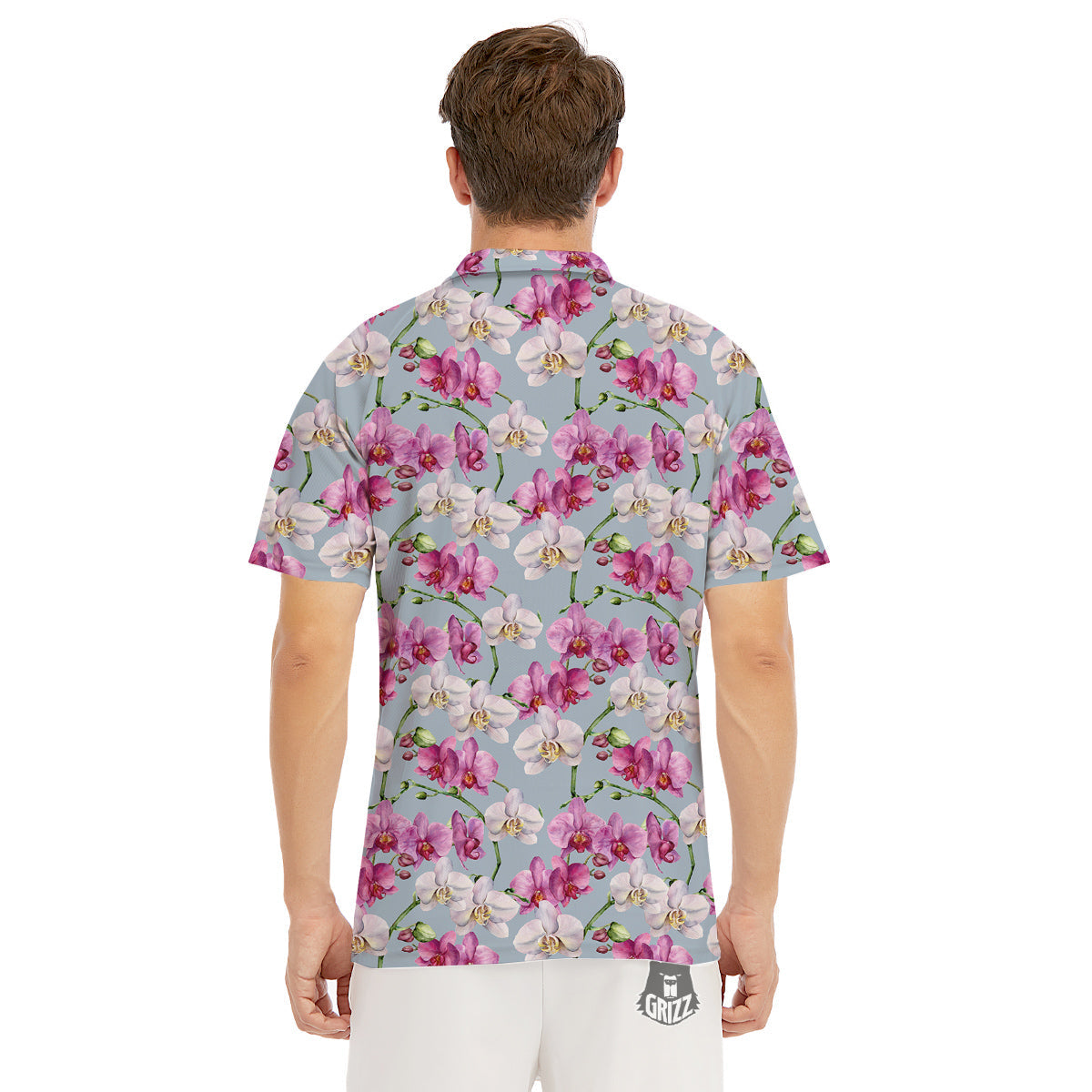 Orchid Cute Print Men's Golf Shirts-grizzshop