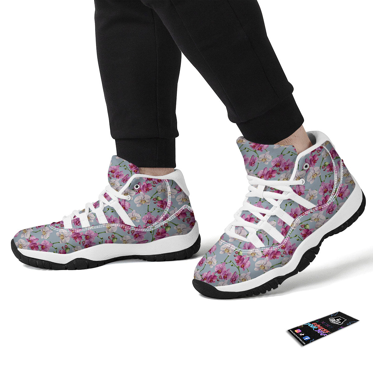 Orchid Cute Print White Bball Shoes-grizzshop