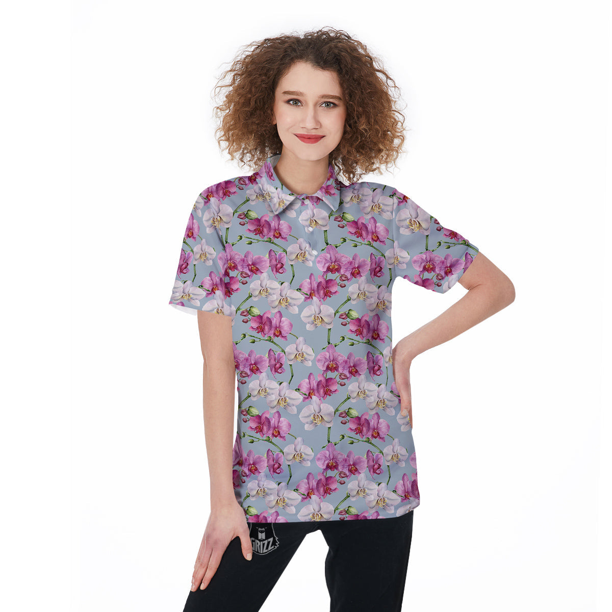 Orchid Cute Print Women's Golf Shirts-grizzshop