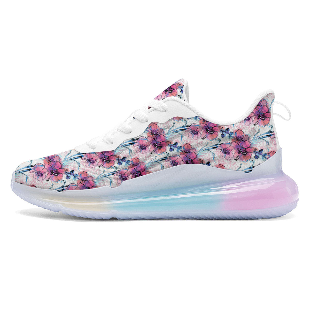 Orchid Drawing Print Pattern Running Sneakers-grizzshop