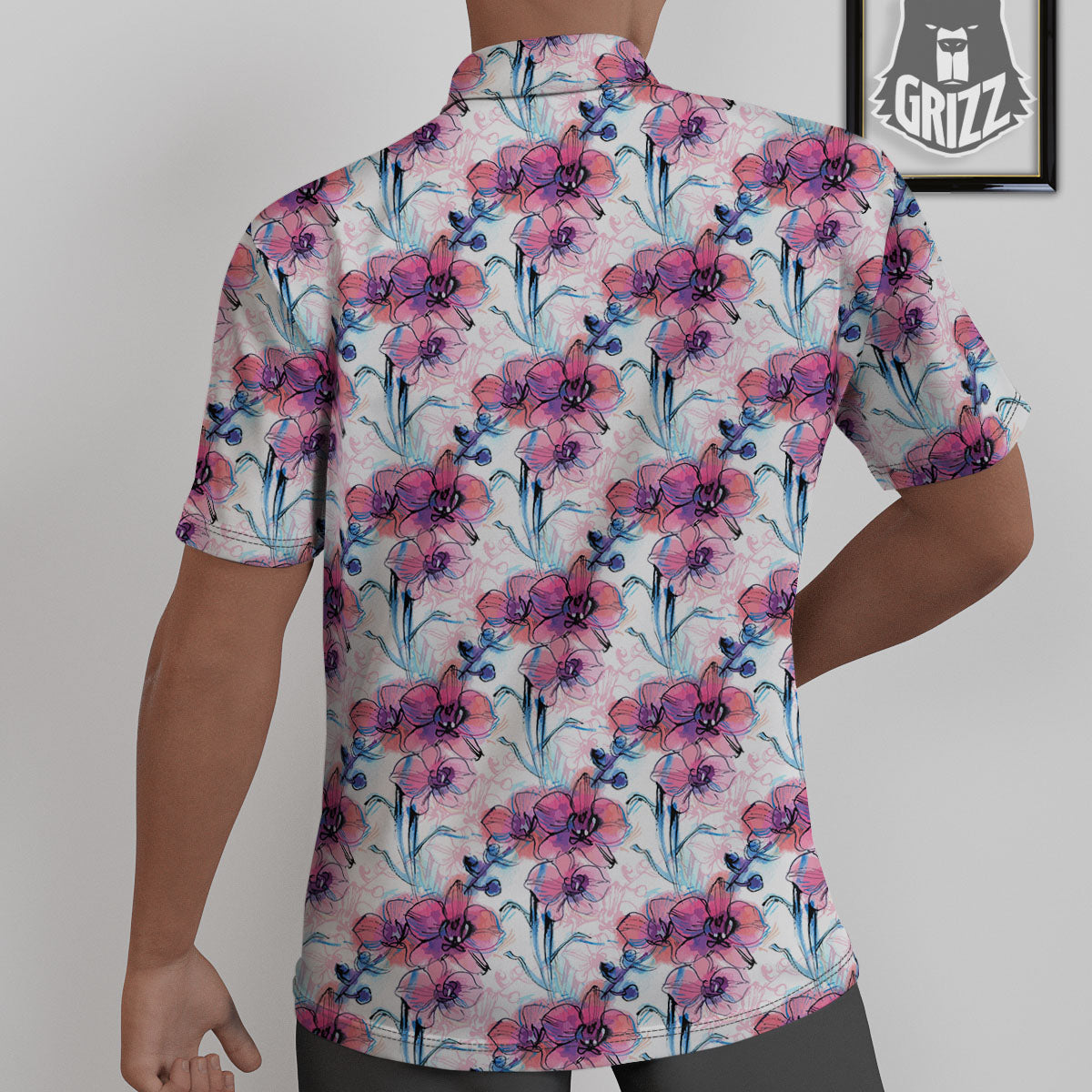 Orchid Drawing Print Pattern Untucked Shirts-grizzshop