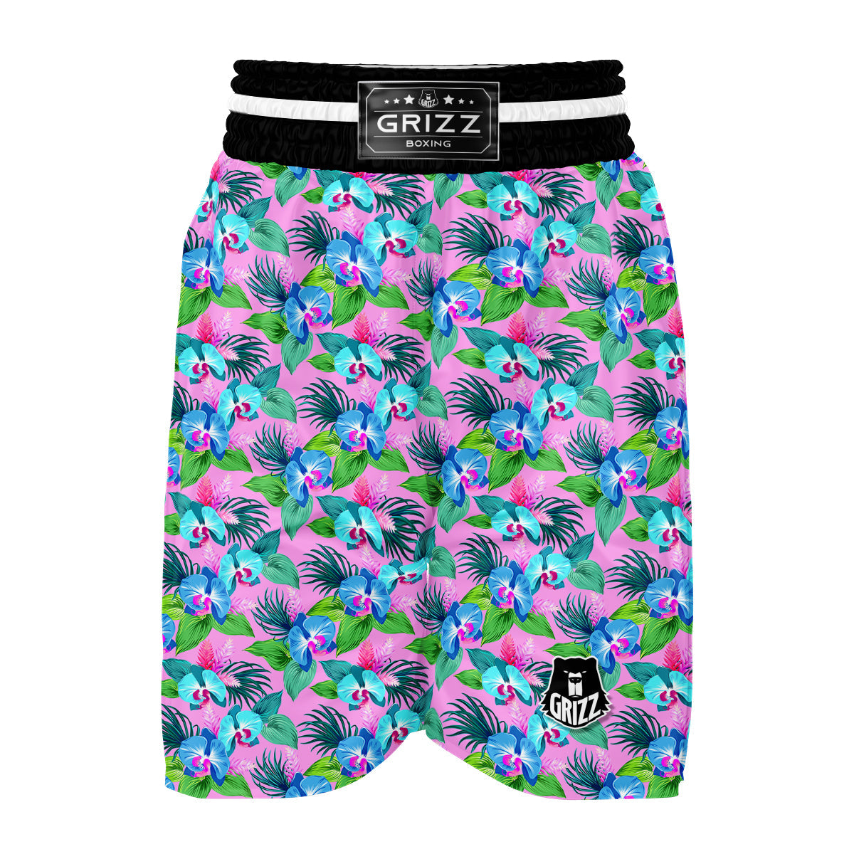 Orchid Exotic Pink Print Pattern Boxing Shorts-grizzshop