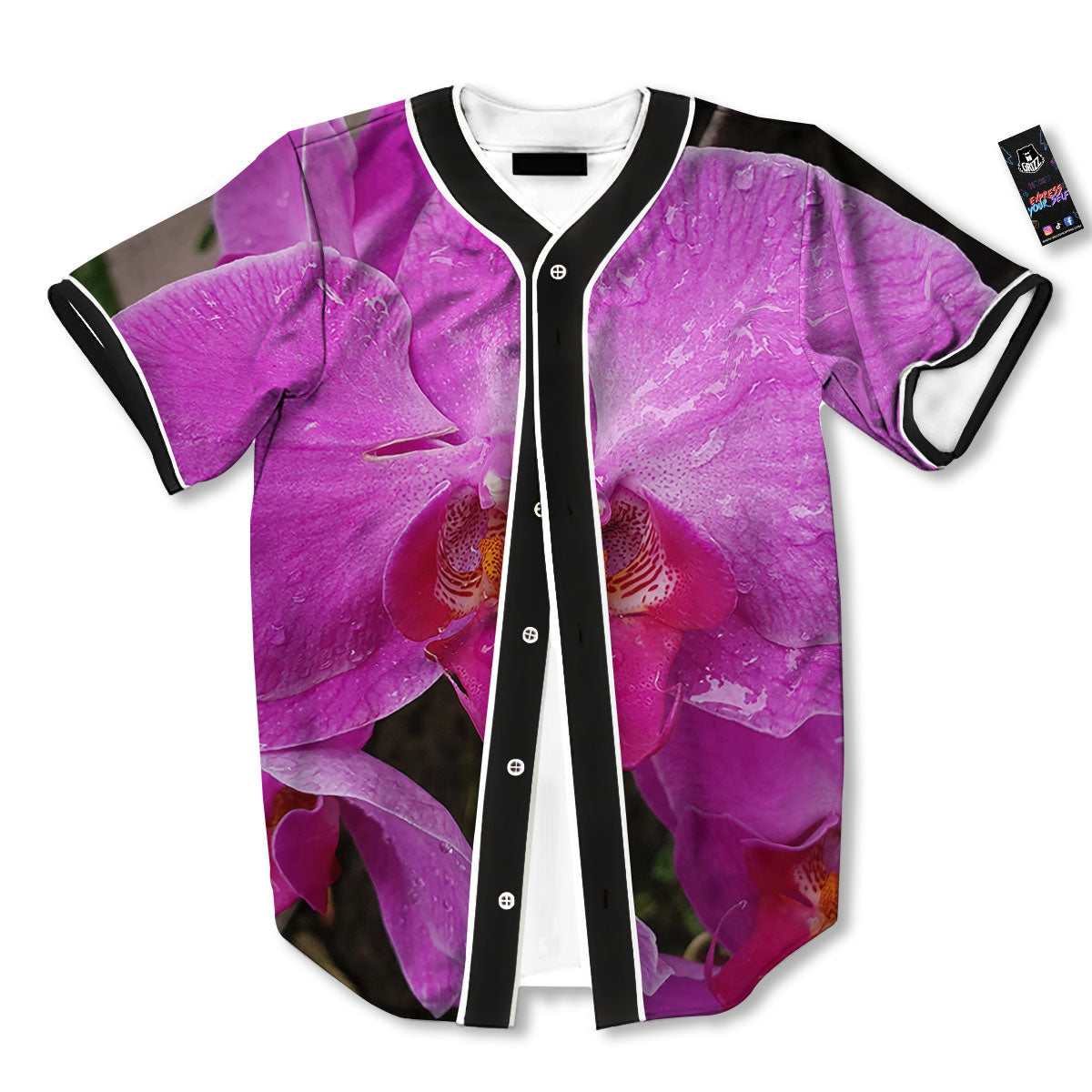 Orchid Flower Magenta Print Baseball Jersey-grizzshop
