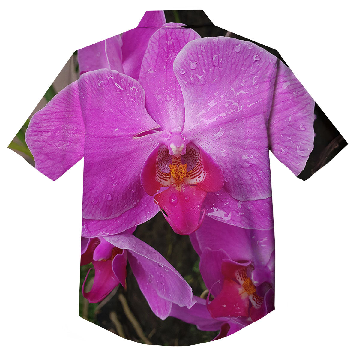 Orchid Flower Magenta Print Button Up Shirt-grizzshop