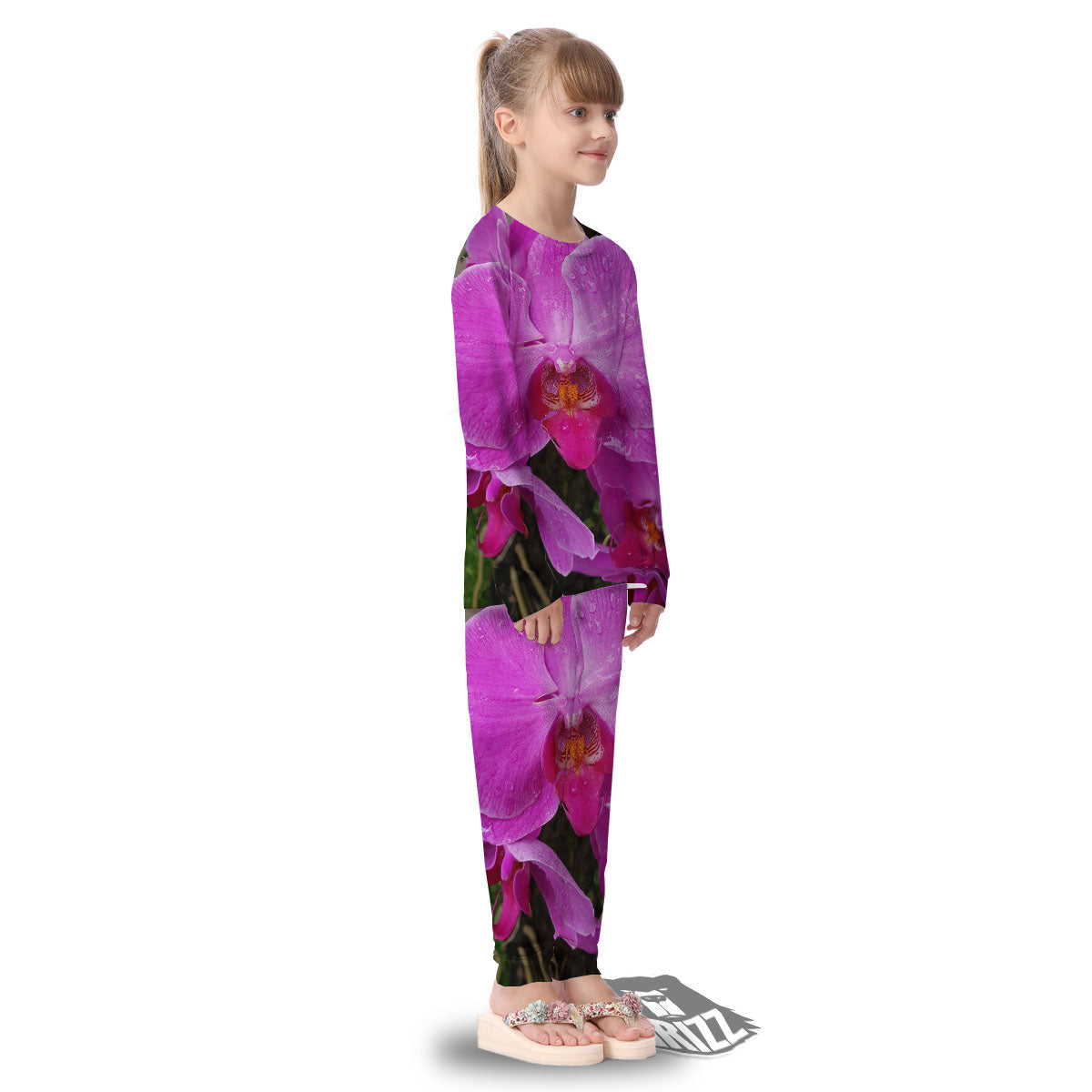 Orchid Flower Magenta Print Kid's Pajamas-grizzshop