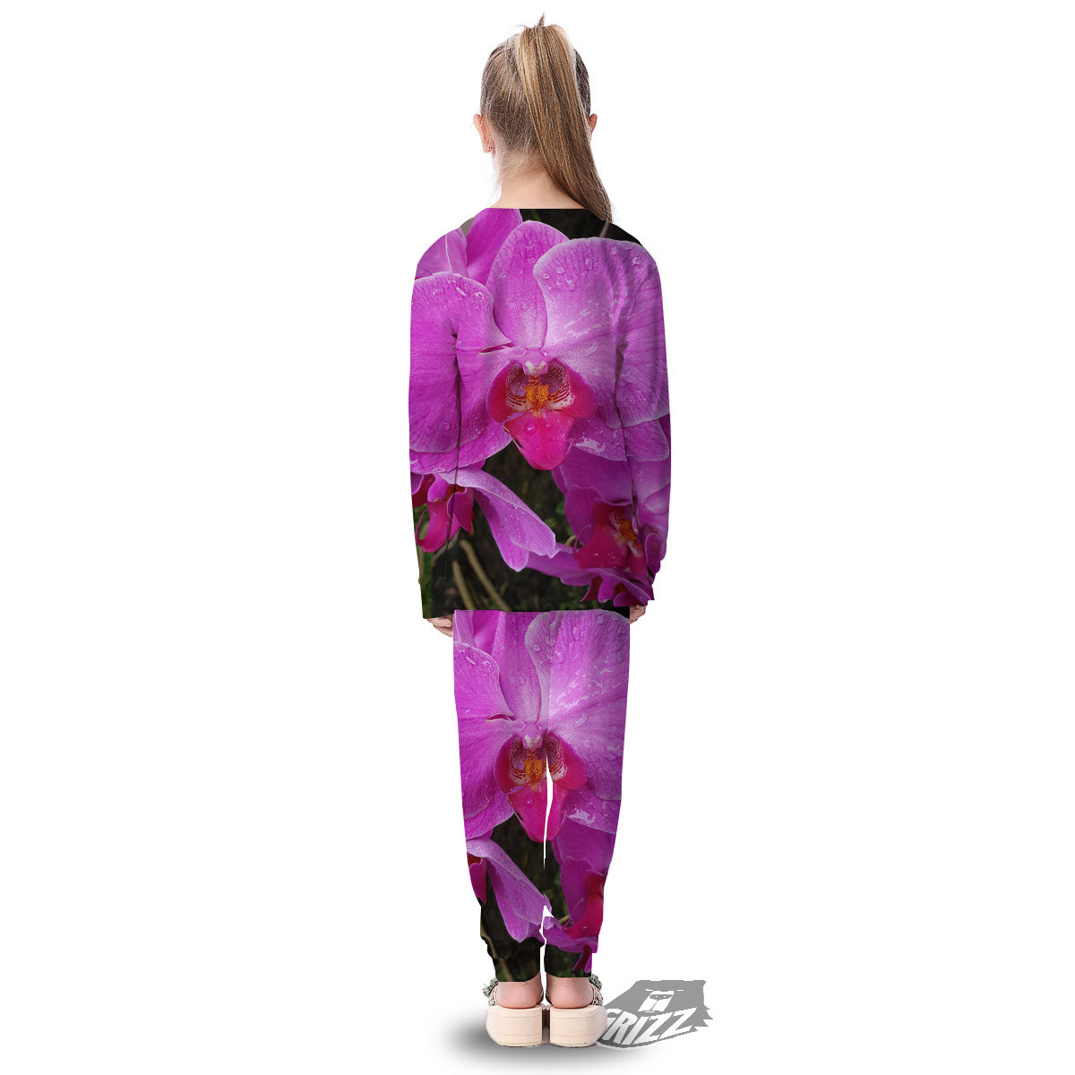 Orchid Flower Magenta Print Kid's Pajamas-grizzshop