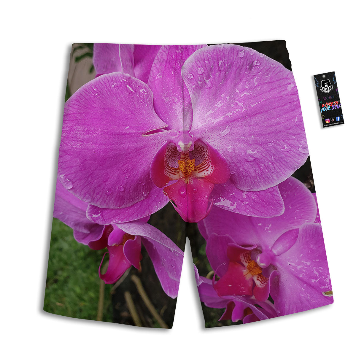 Orchid Flower Magenta Print Men's Athletic Shorts-grizzshop