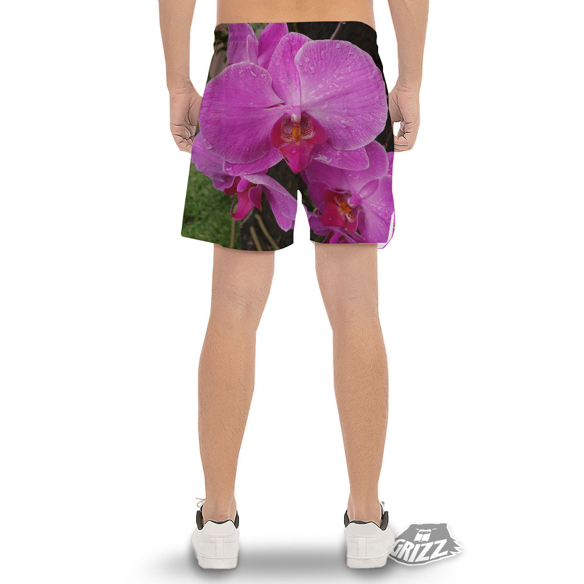 Orchid Flower Magenta Print Men's Gym Shorts-grizzshop