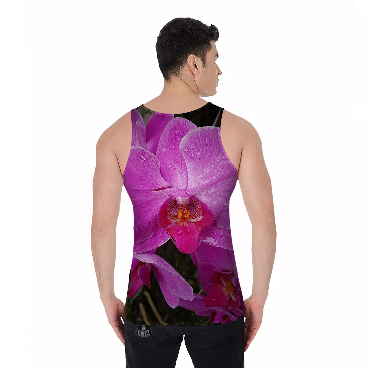 Orchid Flower Magenta Print Men's Tank Top-grizzshop