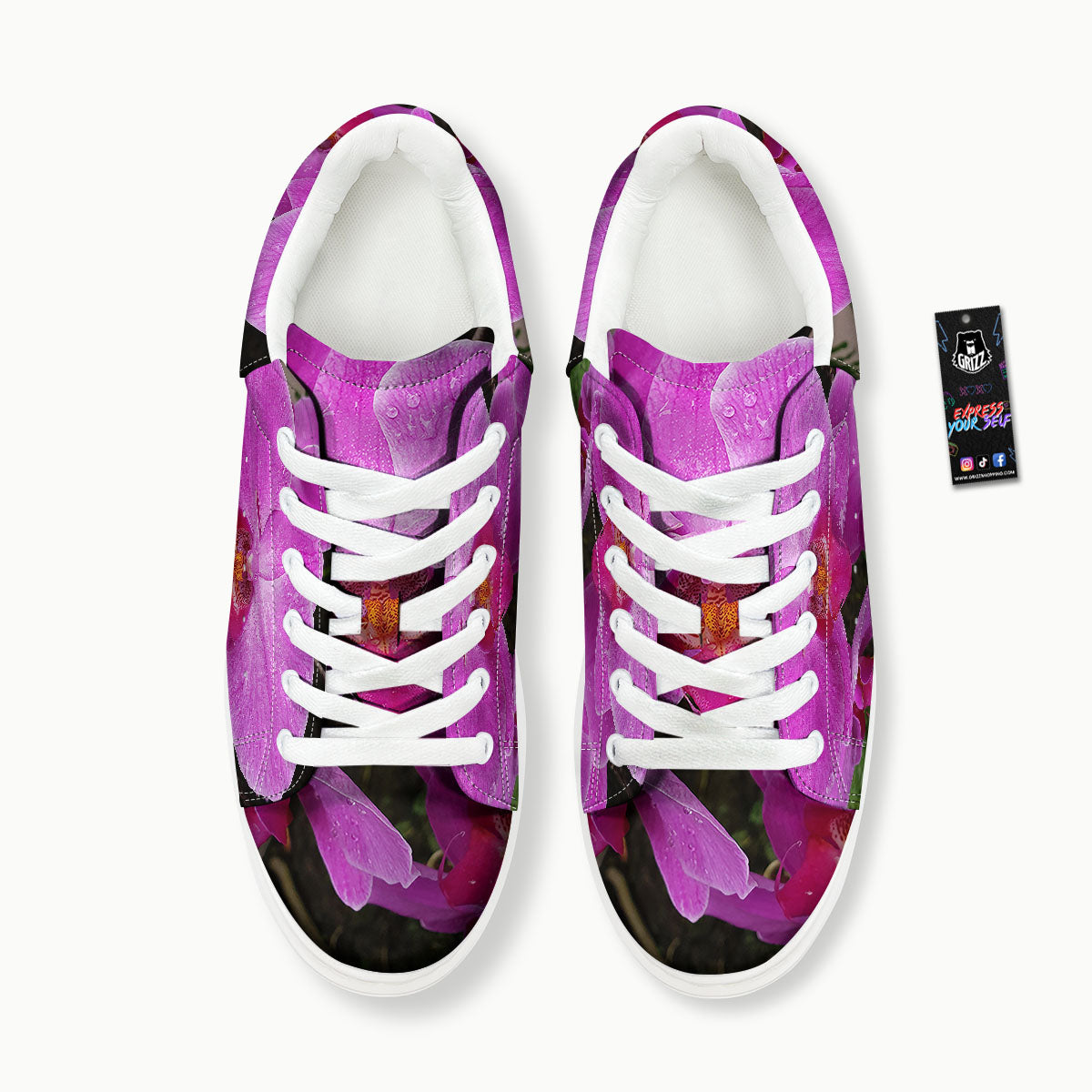 Orchid Flower Magenta Print Platform Shoes-grizzshop