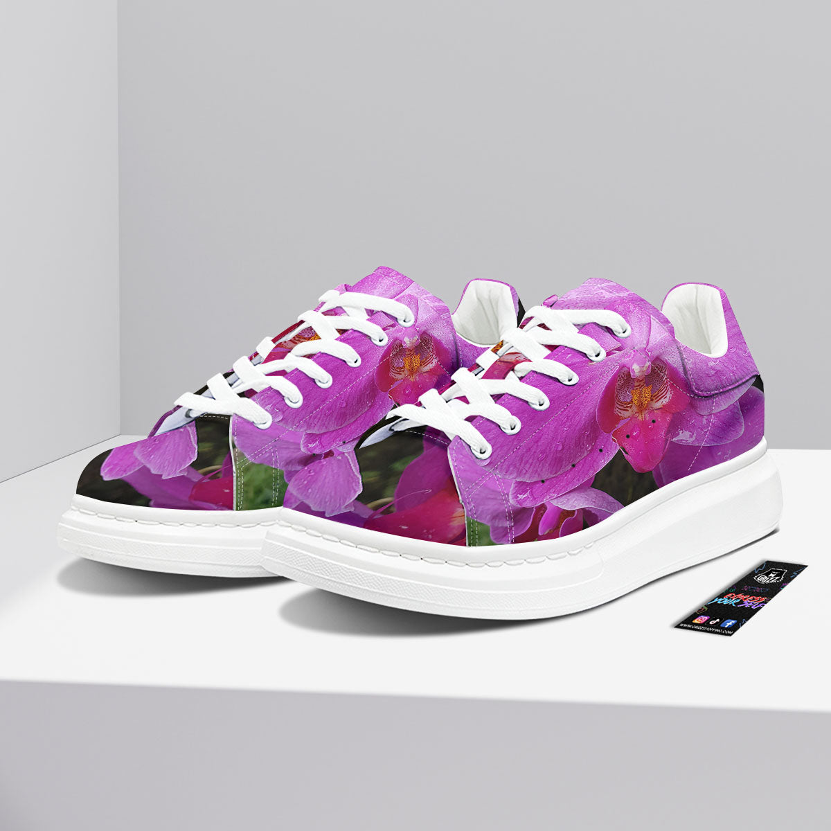 Orchid Flower Magenta Print Platform Shoes-grizzshop