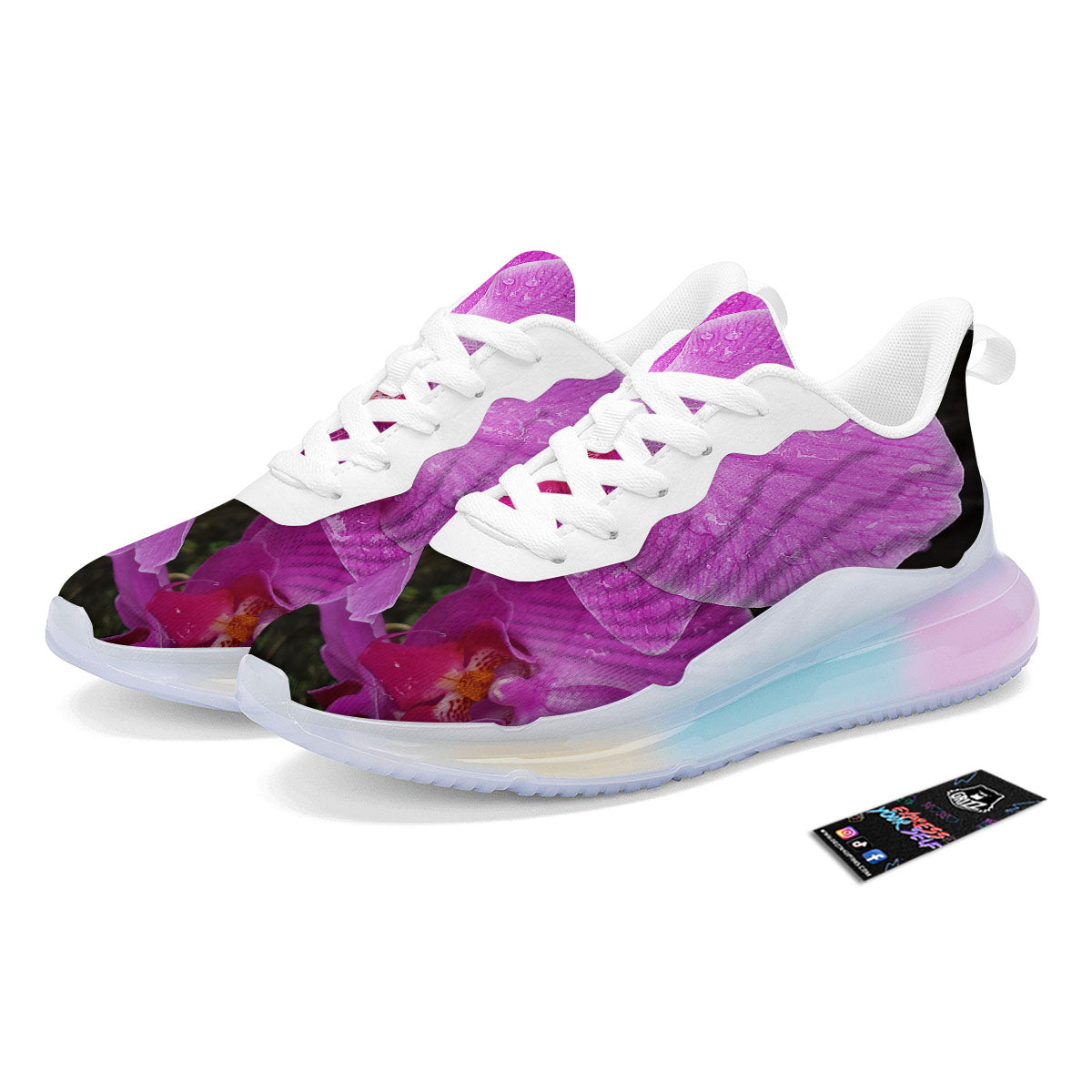 Orchid Flower Magenta Print Running Sneakers-grizzshop