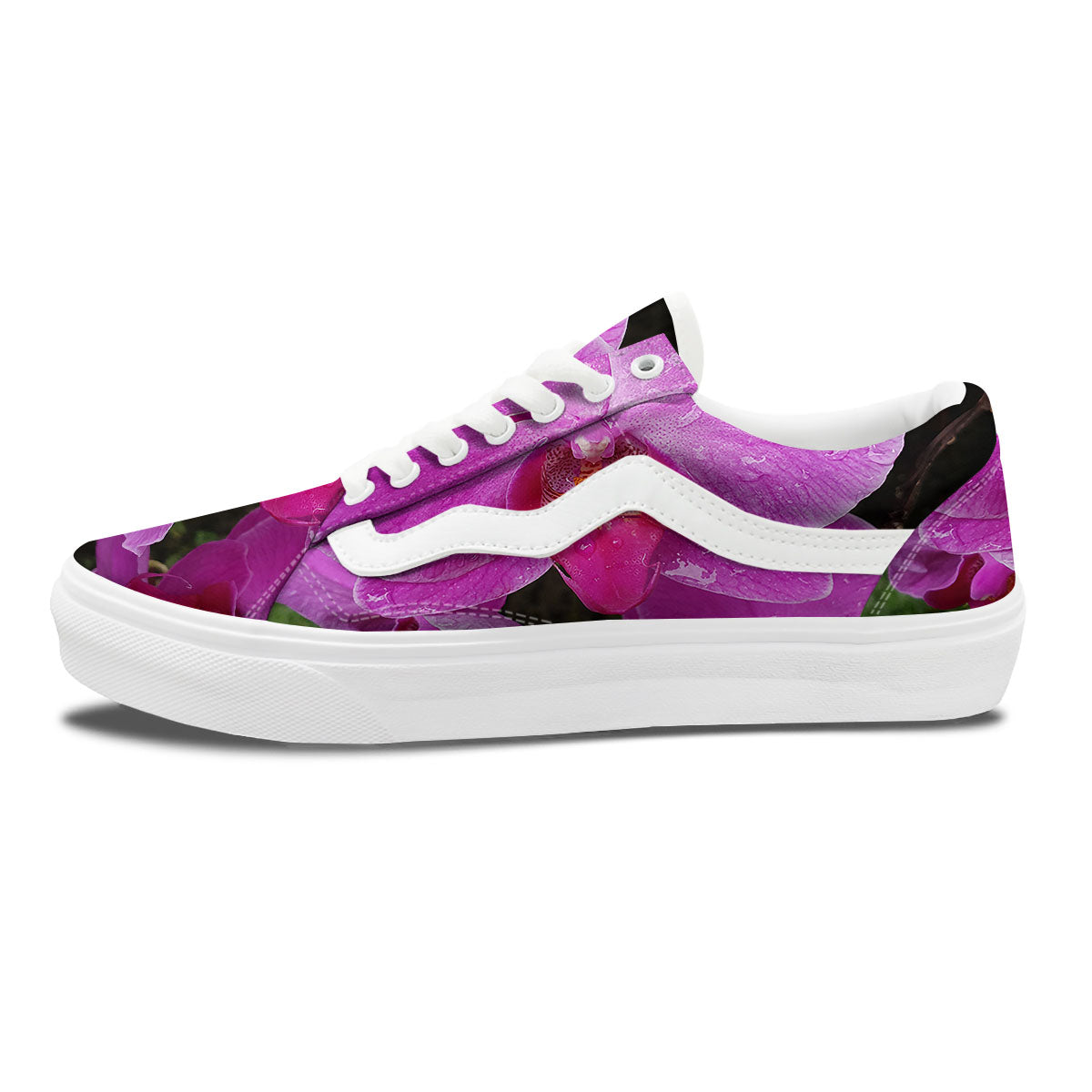 Orchid Flower Magenta Print Skate Shoes-grizzshop