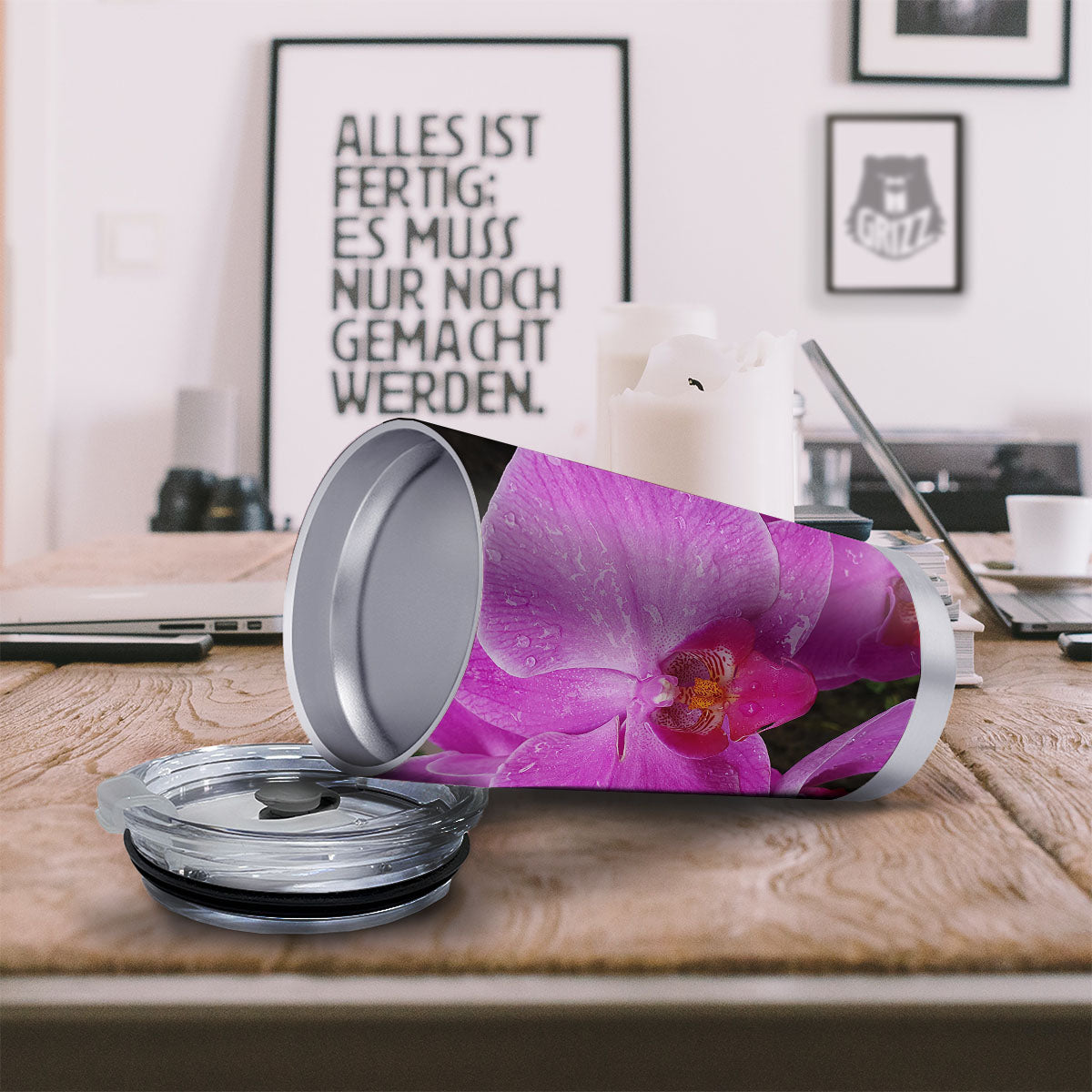 Orchid Flower Magenta Print Tumbler-grizzshop