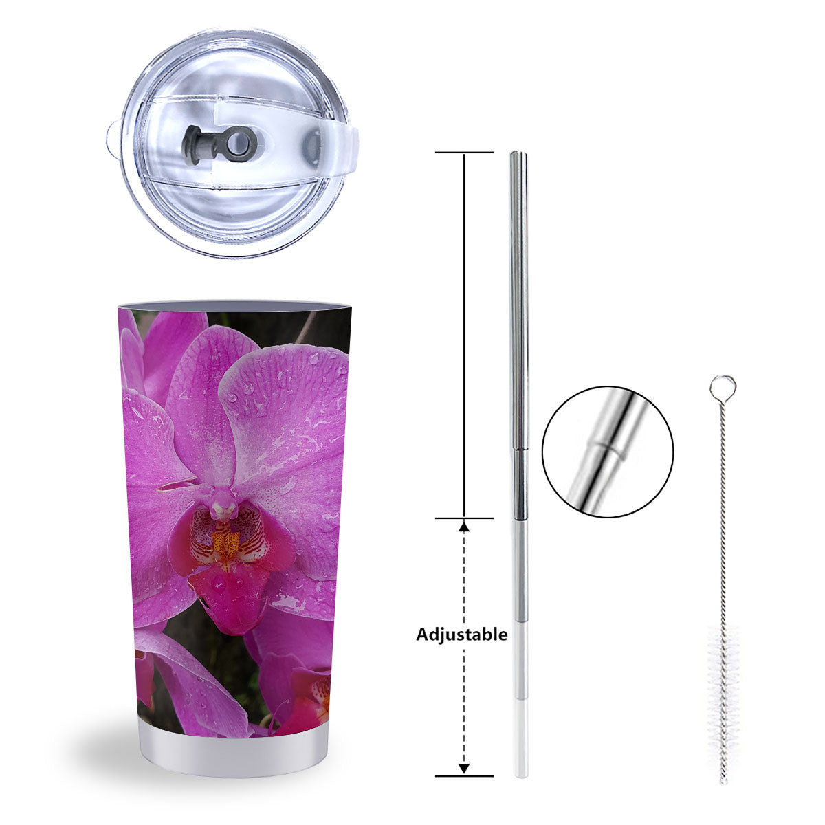 Orchid Flower Magenta Print Tumbler-grizzshop