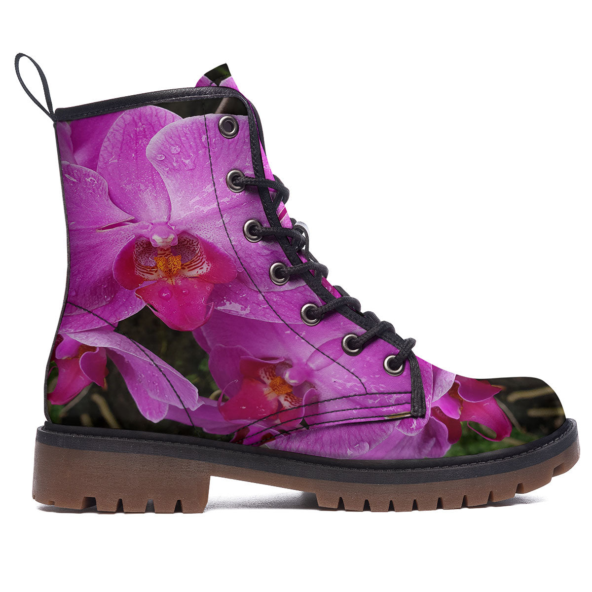 Orchid Flower Magenta Print Work Boots-grizzshop