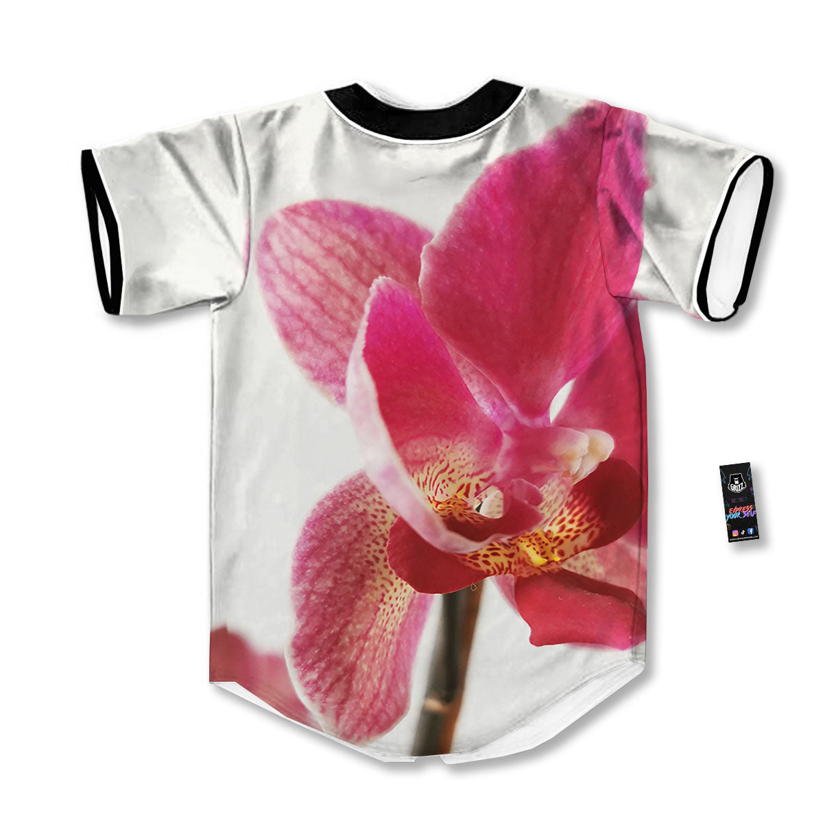 Orchid Flower Pink Print Baseball Jersey-grizzshop